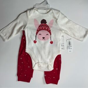 Old Navy Cream and Red Baby Onesie Pant Set